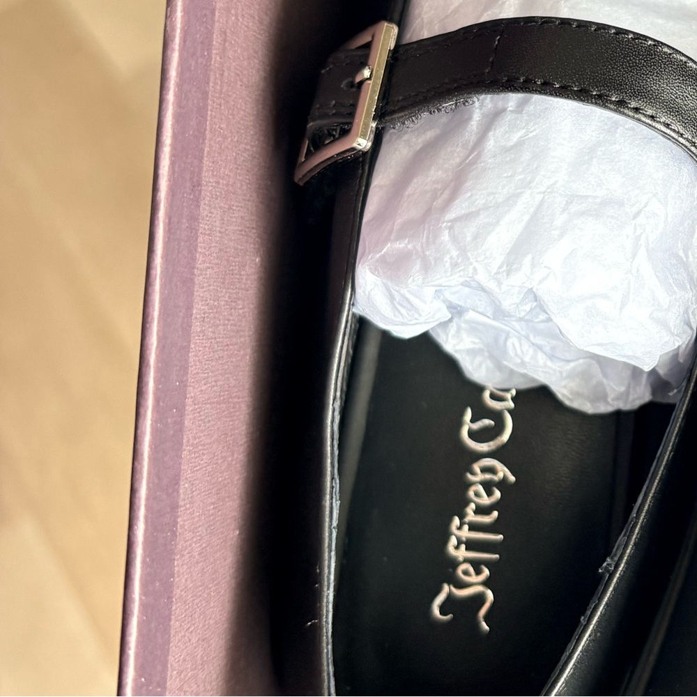 Jeffrey Campbell Elise Black Leather Mary Janes Ballet Flats 7 New - Picture 5 of 10